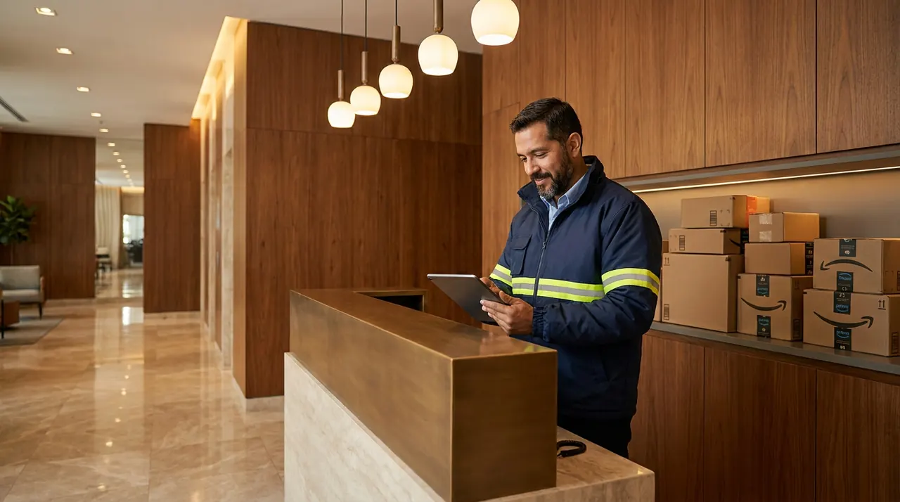 Concierge front-desk officer at multifamily lobby